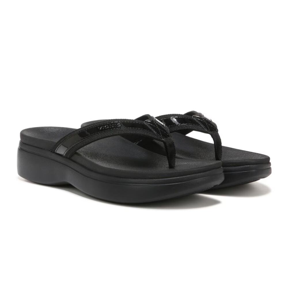 High Tide II Leather Textile Women's Toe Post Platform Sandals Vionic Woman's 7